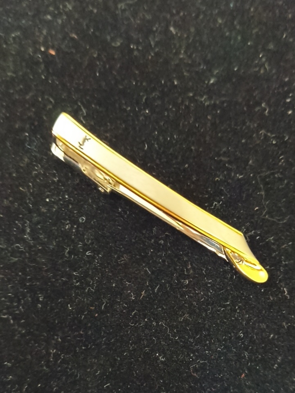 YSL Vintage Silver Gold Tie Hair Scarf Money Clip Pin